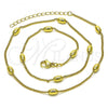 Oro Laminado Fancy Necklace, Gold Filled Style Curb and Ball Design, Polished, Golden Finish, 04.341.0104.18