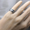Stainless Steel Mens Ring, Double Design, Black Enamel Finish, Steel Finish, 01.63.0694.08