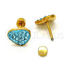 Stainless Steel Stud Earring, Heart Design, with Aqua Blue Crystal, Polished, Golden Finish, 02.271.0022.10