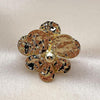 Oro Laminado Elegant Ring, Gold Filled Style Flower Design, Diamond Cutting Finish, Golden Finish, 01.213.0070