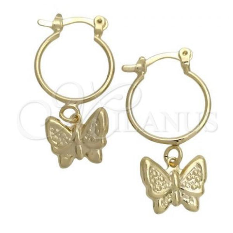 Oro Laminado Small Hoop, Gold Filled Style Butterfly Design, Polished, Golden Finish, 02.32.0558.15