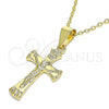 Oro Laminado Religious Pendant, Gold Filled Style Crucifix Design, Polished, Golden Finish, 05.163.0095