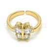 Oro Laminado Multi Stone Ring, Gold Filled Style Butterfly Design, with White Cubic Zirconia, Polished, Golden Finish, 01.210.0083.1 (One size fits all)