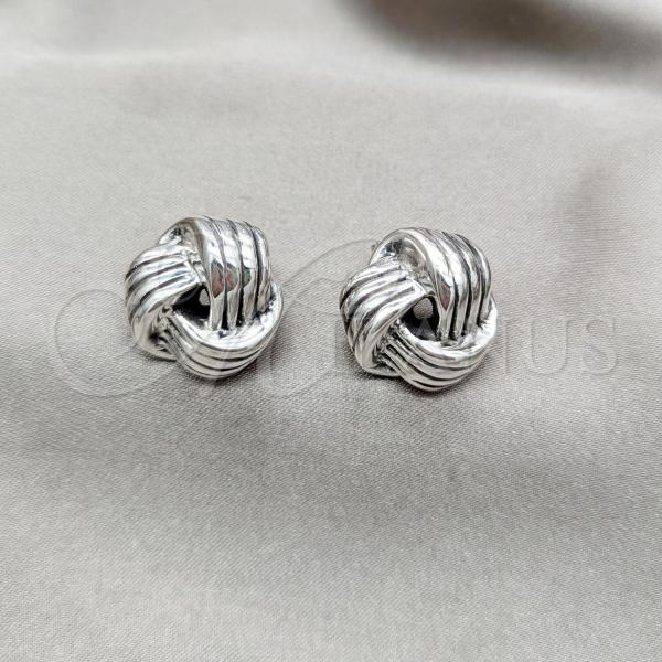 Sterling Silver Stud Earring, Love Knot Design, Polished, Silver Finish, 02.395.0050