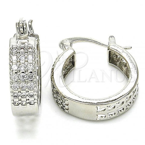 Rhodium Plated Small Hoop, with White Cubic Zirconia, Polished, Rhodium Finish, 02.210.0266.7.20