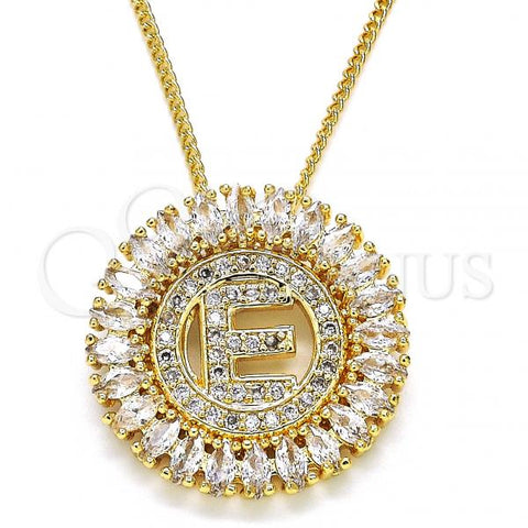 Oro Laminado Pendant Necklace, Gold Filled Style Initials Design, with White Cubic Zirconia, Polished, Golden Finish, 04.210.0010.20