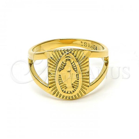 Oro Laminado Mens Ring, Gold Filled Style Virgen Maria Design, Polished, Golden Finish, 5.178.009.11 (Size 11)