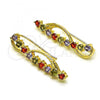 Oro Laminado Earcuff Earring, Gold Filled Style with Multicolor Cubic Zirconia, Polished, Golden Finish, 02.210.0737.1
