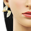 Oro Laminado Stud Earring, Gold Filled Style Diamond Cutting Finish, Golden Finish, 02.213.0674