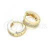 Oro Laminado Huggie Hoop, Gold Filled Style with White Cubic Zirconia, Polished, Golden Finish, 02.195.0106.10