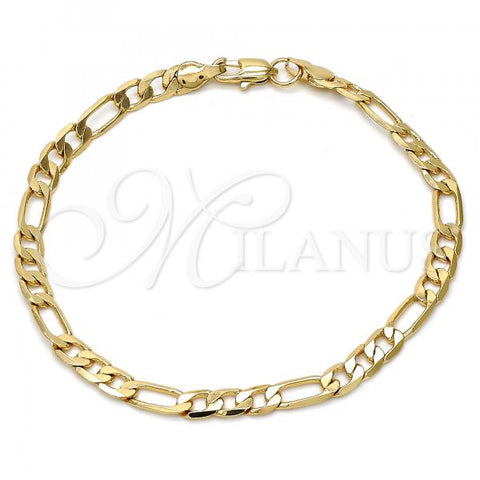 Gold Tone Basic Bracelet, Figaro Design, Polished, Golden Finish, 04.242.0016.09GT