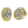 Oro Laminado Stud Earring, Gold Filled Style Chunky Design, Polished, Tricolor, 02.170.0445