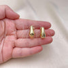 Oro Laminado Stud Earring, Gold Filled Style Chunky Design, Polished, Golden Finish, 02.163.0227