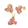 Oro Laminado Earring and Pendant Adult Set, Gold Filled Style Enamel Finish, Golden Finish, 5.052.005