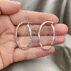 Sterling Silver Medium Hoop, Diamond Cutting Finish, Silver Finish, 02.389.0112.30