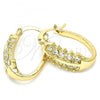 Oro Laminado Small Hoop, Gold Filled Style with White Crystal, Polished, Golden Finish, 02.100.0092.15