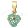 Oro Laminado Fancy Pendant, Gold Filled Style Love Knot Design, Blue Enamel Finish, Golden Finish, 05.163.0059.4