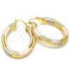 Oro Laminado Medium Hoop, Gold Filled Style Polished, Tricolor, 02.170.0247.30