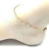 Oro Laminado Basic Anklet, Gold Filled Style Rolo and Heart Design, Polished, Golden Finish, 04.213.0224.10