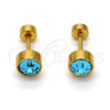 Stainless Steel Stud Earring, with Blue Topaz Crystal, Polished, Golden Finish, 02.271.0008.6