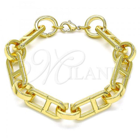 Oro Laminado Basic Bracelet, Gold Filled Style Puff Mariner Design, Polished, Golden Finish, 04.362.0039.08