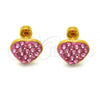 Stainless Steel Stud Earring, Heart Design, with Rose Crystal, Polished, Golden Finish, 02.271.0022.9