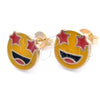 Oro Laminado Stud Earring, Gold Filled Style Yellow Enamel Finish, Golden Finish, 02.02.0483