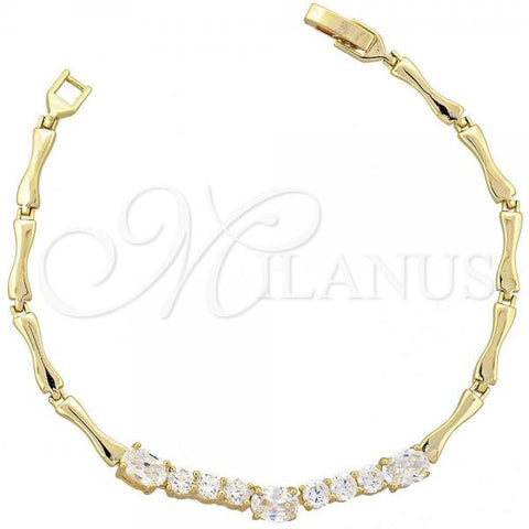 Oro Laminado Tennis Bracelet, Gold Filled Style with White Cubic Zirconia, Polished, Golden Finish, 5.026.002