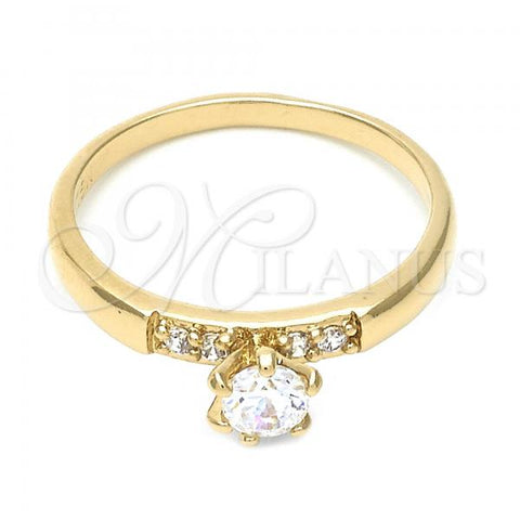 Oro Laminado Wedding Ring, Gold Filled Style with White Cubic Zirconia, Polished, Golden Finish, 5.164.020.09 (Size 9)
