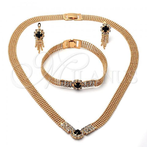 Oro Laminado Necklace, Bracelet and Earring, Gold Filled Style with  Cubic Zirconia, Golden Finish, 5.012.002