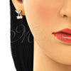 Oro Laminado Stud Earring, Gold Filled Style Cherry Design, with White Cubic Zirconia, Polished, Golden Finish, 02.345.0005.1