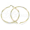 Oro Laminado Extra Large Hoop, Gold Filled Style Diamond Cutting Finish, Tricolor, 02.213.0245.70