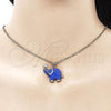 Oro Laminado Fancy Pendant, Gold Filled Style Elephant Design, with White Micro Pave, Blue Enamel Finish, Golden Finish, 05.362.0003.2