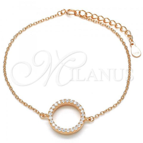 Sterling Silver Fancy Bracelet, with White Cubic Zirconia, Polished, Rose Gold Finish, 03.336.0044.1.07