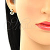 Oro Laminado Stud Earring, Gold Filled Style Anchor Design, with White Micro Pave, Polished, Golden Finish, 02.156.0463