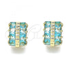 Oro Laminado Huggie Hoop, Gold Filled Style with Aqua Blue Cubic Zirconia, Polished, Golden Finish, 02.210.0601.2.12
