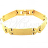 Oro Laminado Solid Bracelet, Gold Filled Style Hugs and Kisses Design, Polished, Golden Finish, 5.035.008.1