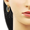 Oro Laminado Small Hoop, Gold Filled Style with Aqua Blue Cubic Zirconia, Polished, Golden Finish, 02.210.0281.12.20