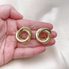 Oro Laminado Stud Earring, Gold Filled Style Chunky and Hollow Design, Matte Finish, Golden Finish, 02.213.0693