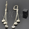 Oro Laminado Long Earring, Gold Filled Style with White Cubic Zirconia, Golden Finish, 5.080.002