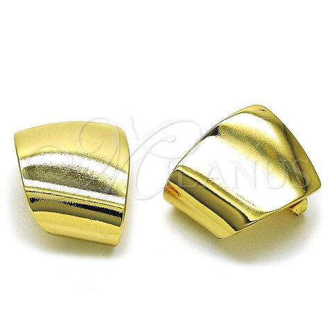 Oro Laminado Stud Earring, Gold Filled Style Chunky Design, Polished, Golden Finish, 02.385.0041