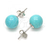 Sterling Silver Stud Earring, Ball Design, Polished, Rhodium Finish, 02.63.2697