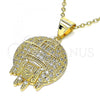 Oro Laminado Fancy Pendant, Gold Filled Style Money Sign Design, with White Micro Pave, Polished, Golden Finish, 05.342.0053