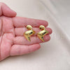 Oro Laminado Stud Earring, Gold Filled Style Chunky Design, Polished, Golden Finish, 02.368.0084
