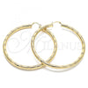 Oro Laminado Extra Large Hoop, Gold Filled Style Hollow Design, Diamond Cutting Finish, Golden Finish, 02.170.0309.80