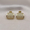 Oro Laminado Stud Earring, Gold Filled Style Chunky Design, Polished, Golden Finish, 02.213.0561
