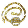 Oro Laminado Fancy Bracelet, Gold Filled Style Mom Design, with White Micro Pave, Polished, Golden Finish, 03.381.0050.08
