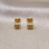 Oro Laminado Stud Earring, Gold Filled Style with White Cubic Zirconia, Polished, Golden Finish, 02.344.0011.2