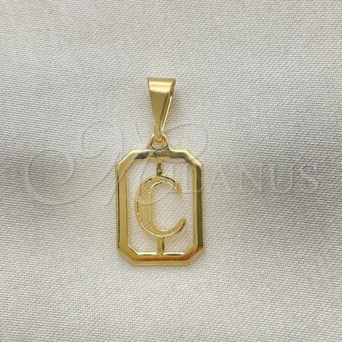 Oro Laminado Fancy Pendant, Gold Filled Style Initials Design, Polished, Golden Finish, 05.02.0069.3
