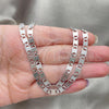 Stainless Steel Necklace and Bracelet, Mariner Design, Diamond Cutting Finish, Steel Finish, 04.113.0044.24